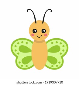 Cute butterfly in cartoon style. A butterfly drawing for a children's book.