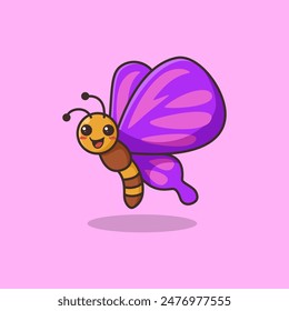 Cute Butterfly Cartoon Vector Illustration