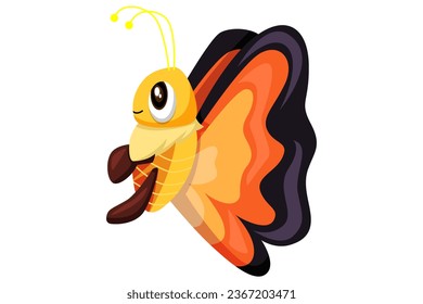 Cute Butterfly Character Design Illustration