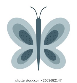 Cute butterfly clipart isolated cartoon character. Hand drawn vector illustration in flat style