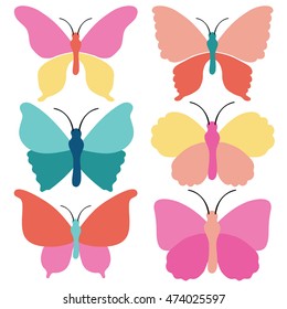 Cute butterfly collection in vector design