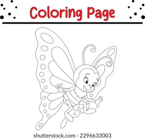 Cute butterfly coloring book. Vector illustration.