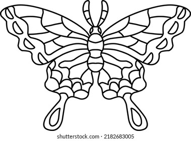 cute butterfly coloring book zentangle hand drawn isolated on white background