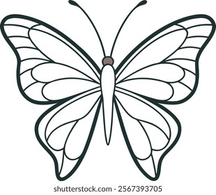 Cute Butterfly Coloring Page Butterfly Vector