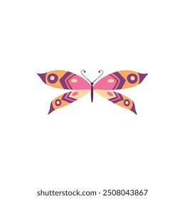 Cute butterfly. Decorative spring butterfly colorful wings. Monarch, moth and dragonfly. Tropical beautiful floral insect flat vector icon. Spring monarch and butterfly, insect animal illustration