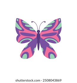 Cute butterfly. Decorative spring butterfly colorful wings. Monarch, moth and dragonfly. Tropical beautiful floral insect flat vector icon. Spring monarch and butterfly, insect animal illustration