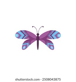 Cute butterfly. Decorative spring butterfly colorful wings. Monarch, moth and dragonfly. Tropical beautiful floral insect flat vector icon. Spring monarch and butterfly, insect animal illustration