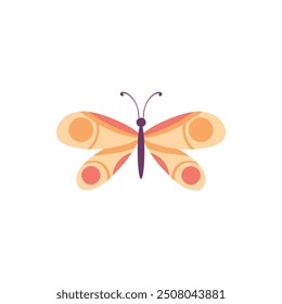 Cute butterfly. Decorative spring butterfly colorful wings. Monarch, moth and dragonfly. Tropical beautiful floral insect flat vector icon. Spring monarch and butterfly, insect animal illustration