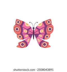 Cute butterfly. Decorative spring butterfly colorful wings. Monarch, moth and dragonfly. Tropical beautiful floral insect flat vector icon. Spring monarch and butterfly, insect animal illustration