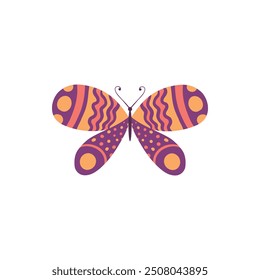 Cute butterfly. Decorative spring butterfly colorful wings. Monarch, moth and dragonfly. Tropical beautiful floral insect flat vector icon. Spring monarch and butterfly, insect animal illustration