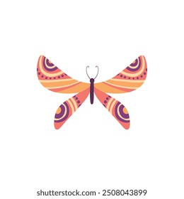 Cute butterfly. Decorative spring butterfly colorful wings. Monarch, moth and dragonfly. Tropical beautiful floral insect flat vector icon. Spring monarch and butterfly, insect animal illustration