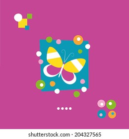 cute butterfly and dots greeting card