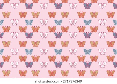 Lindo patrón de contorno de bordado de mariposa con audaces Formas de Vector limpio y trabajo de línea decorativa ideal para costuras textiles encantadoras y diseños de repetición sin costuras
