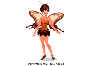 Cute butterfly fairy vector illustration