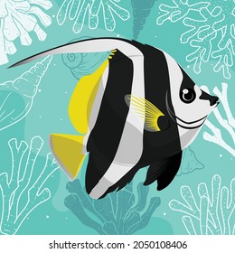 cute butterfly fish minimalistic art style