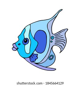 Pescado de mariposa. Ilustración de dibujos animados de vectores aislados en fondo blanco.