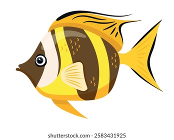 Cute butterfly fish. Vector clipart illustration on isolated background.