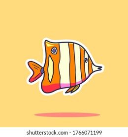 cute butterfly fish vector illustration. flat cartoon style