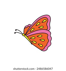 Cute butterfly flying clipart. Cartoon vector illustration.