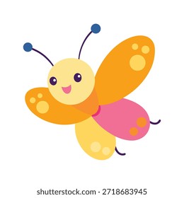 Bonito borboleta voando alegremente com formas arredondadas perfeitas para desenhos alegres crianças branding e projetos criativos alegres