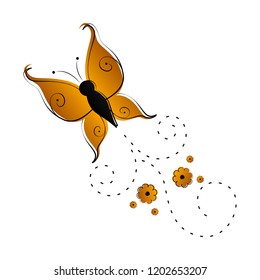 Cute butterfly flying icon. Vector illustration design