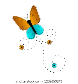 Cute butterfly flying icon. Vector illustration design