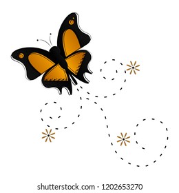 Cute butterfly flying icon. Vector illustration design