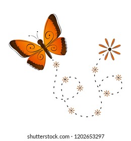 Cute butterfly flying icon. Vector illustration design