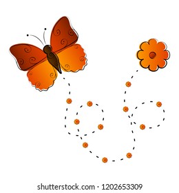 Cute butterfly flying icon. Vector illustration design