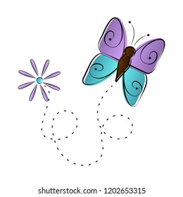 Cute butterfly flying icon. Vector illustration design