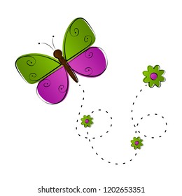 Cute butterfly flying icon. Vector illustration design