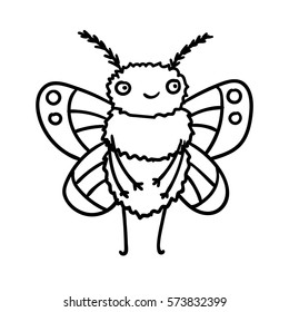 cute butterfly. funny moth. vector illustration