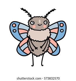 cute butterfly. funny moth. vector illustration