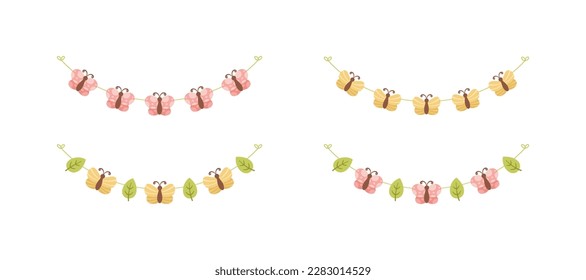Cute Butterfly Garland Set, Spring Summer Nature Design Element