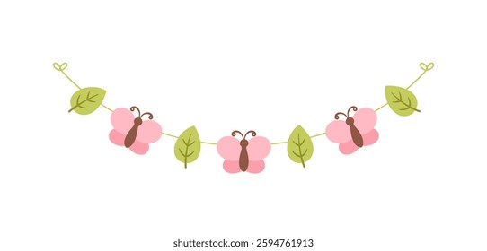 Cute Butterfly Garland, Spring Summer Nature Design Element