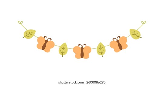 Cute Butterfly Garland, Spring Summer Nature Design Element