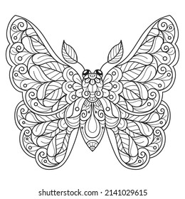 Cute butterfly hand drawn for adult coloring book