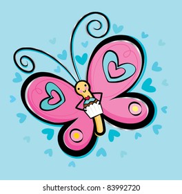 cute butterfly holding a cupcake