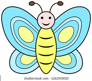Cute butterfly icon. Cartoon vector illustration.