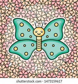 cute butterfly insect kawaii character