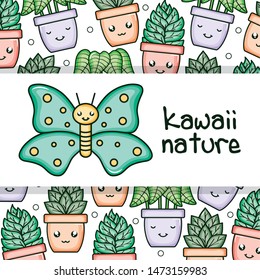 cute butterfly insect kawaii character