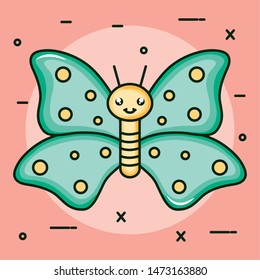 cute butterfly insect kawaii character