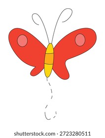 Mariposa linda aislada sobre fondo blanco