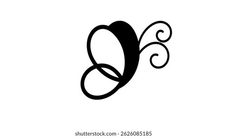 cute butterfly logo, black isolated silhouette