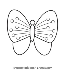 Cute butterfly on a white background, coloring page for children.