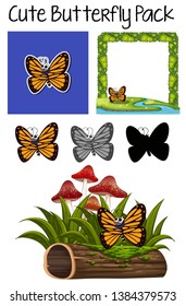 A cute butterfly pack illustration