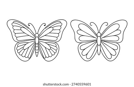 Cute butterfly pair outline coloring page.