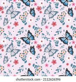 Cute butterfly pattern and seamless