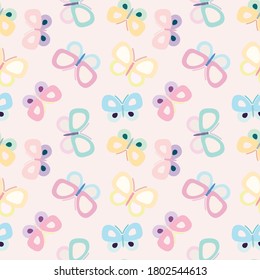 Cute butterfly pattern, seamless girly repeated pattern. 