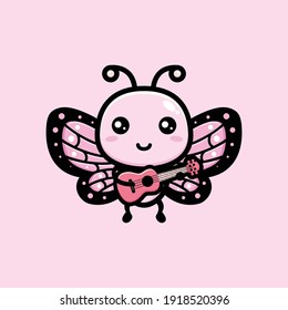 cute butterfly playing the ukulele
